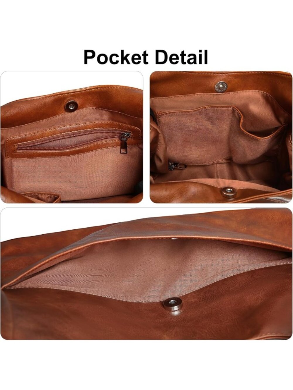 Stylish Leather Hobo Bag for Women | Soft Slouchy Tote, Fits 11" Tablet, Key - Picture 7 of 7